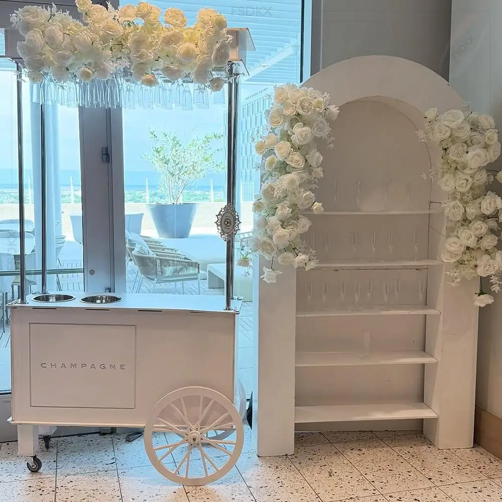 FSDKX nouveau Design personnalisé blanc Champagne mur affichage de mariage acrylique Prosecco mur à vendre