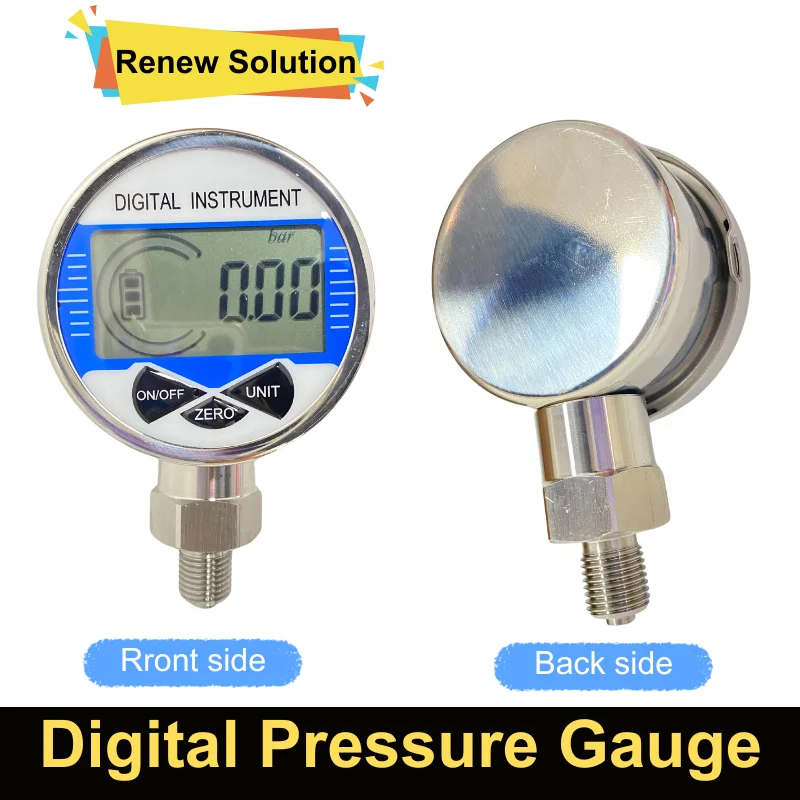Imagem -03 - Lcd Digital Manômetro Hidráulico 0100mpa 60 mm Ss304 Óleo Combustível Água Medidor de Pressão 40mpa 6mpa 100kpa 500kpa