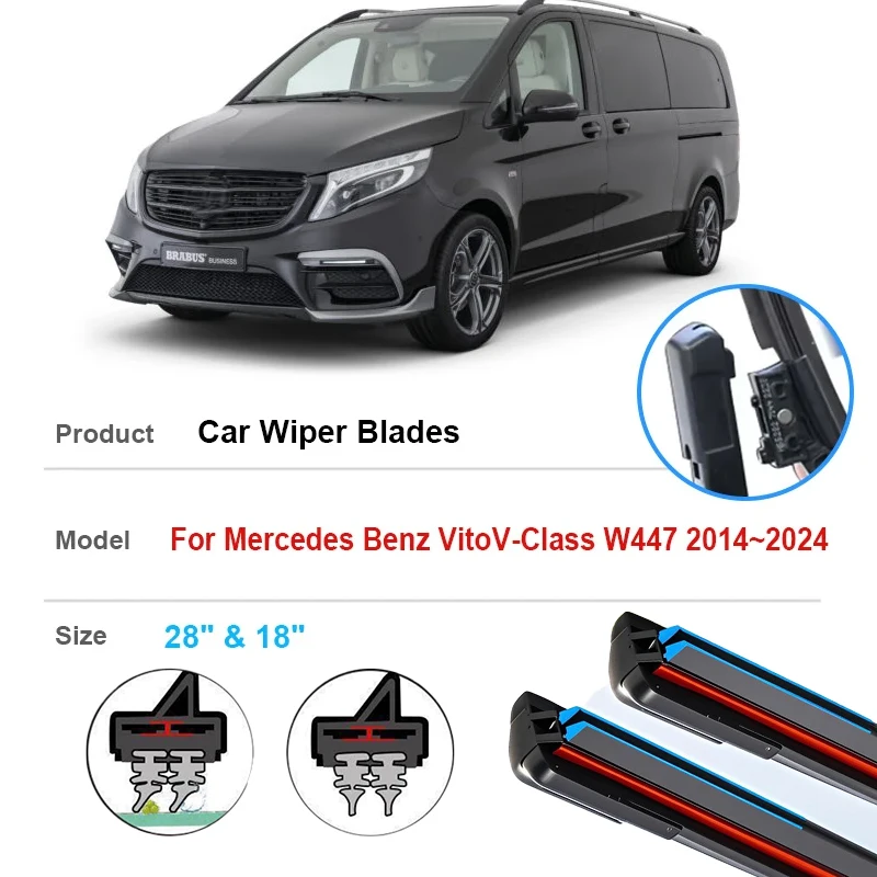 

Front Wiper Rubber For Mercedes Benz Vito V-Class W447 MK3 2014~2024 Wiper Blades Window Windshield Brushes Accessories