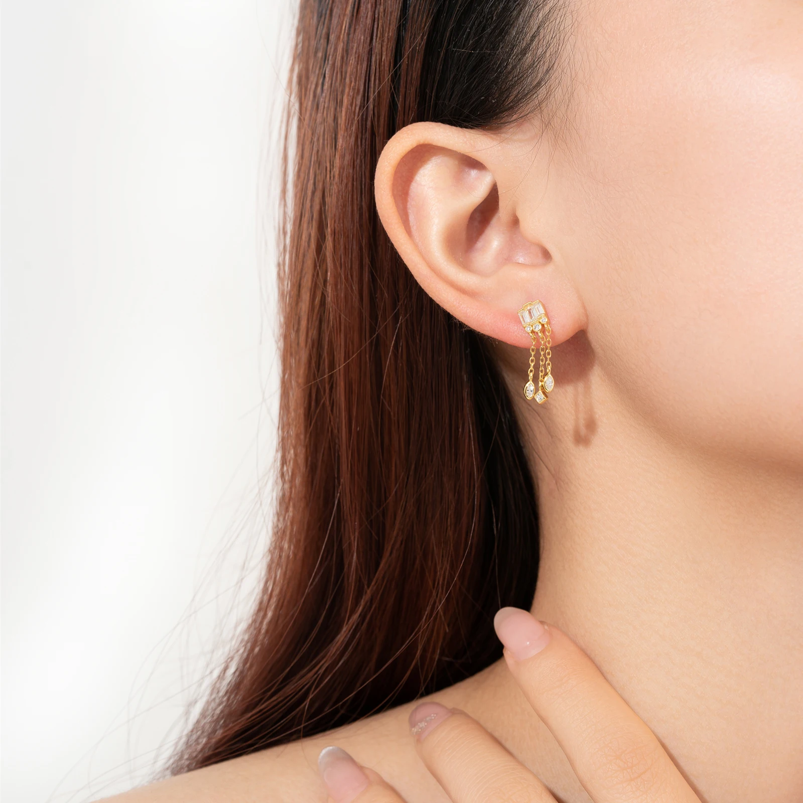 ANDYWEN 925 Sterling Silver Gold Green Black Chain Earring Cross Necklace Ring Jewelry Set Anillo Fino Sabrina Zircon Jewels