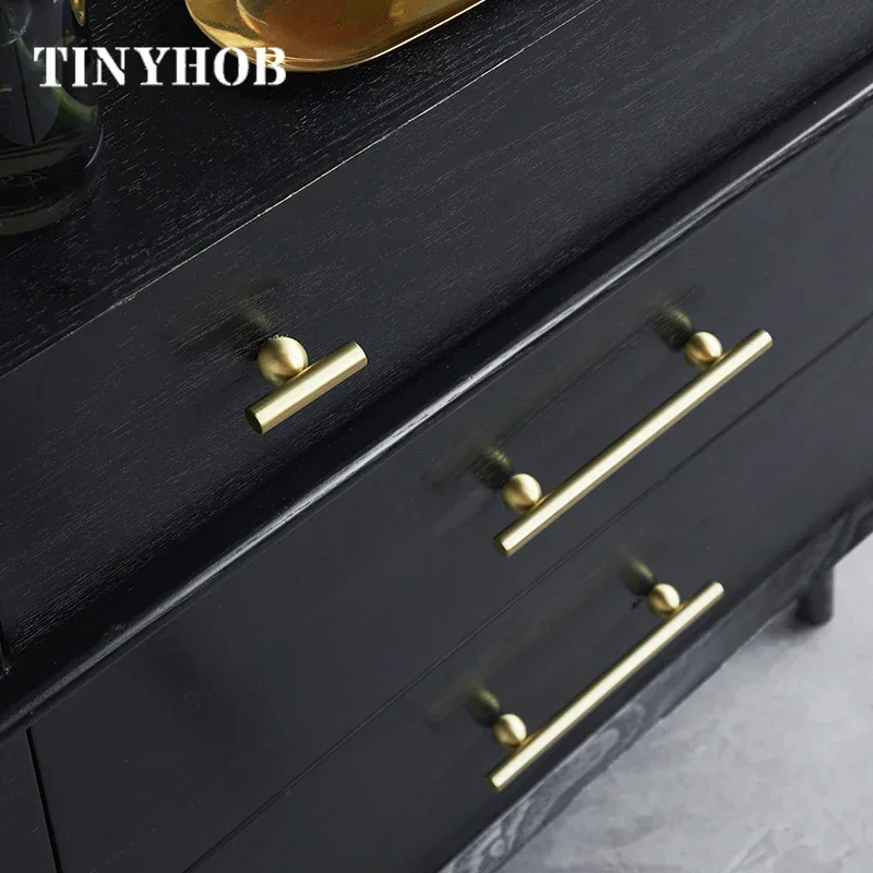 Modern Style/Unique Design Solid Brass Cabinet Drawer Knobs T Bar Handle Bedroom Pulls Kitchen Cabinet Wardrobes Wine Knob