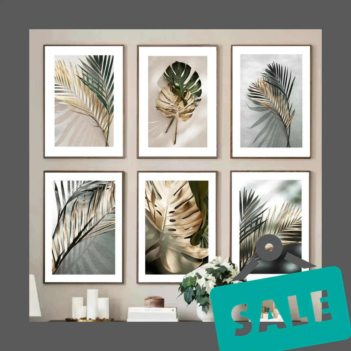 Veines dorées, âme verte – Feuilles de Monstera, toile sans cadre à motif de plante verte et dorée pour la décoration intérieure nordique moderne 2026