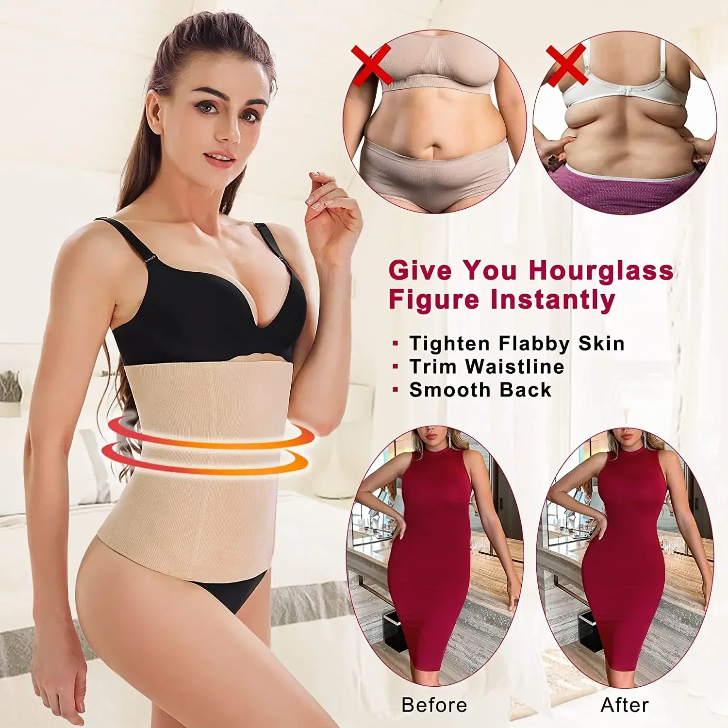 MISSMOLY Women Waist Cinchers Trainer Body Shaper Band Postpartum Belly Compression Slimming Belt Modeling Strap Shapewear