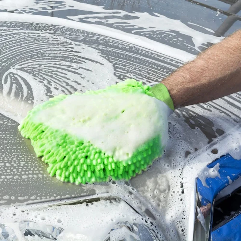 Guante de microfibra para lavado de coche, guantes de chenilla de doble cara, esponja Ultra absorbente, sin arañazos, limpieza de coche