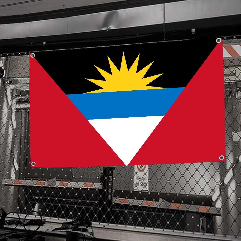 1 Stück Antigua und Barbuda-Flagge, Flaggen und Banner, Vier-Loch-Flagge, Polyester, Outdoor-Dekoration, Raumästhetik