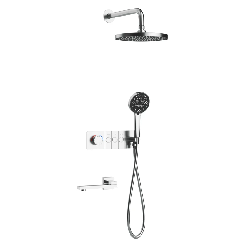 Exquisite European Style Three Functions Waterfall Bathroom Taps Mixer Shower Faucet Brass Ceramic Square Modern Contemporary