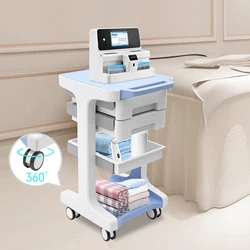 3 Layers ABS Trolley with 2 Drawers Mobile Medical Beauty Salon Storage Cart Shelf Load Capacity 50KG