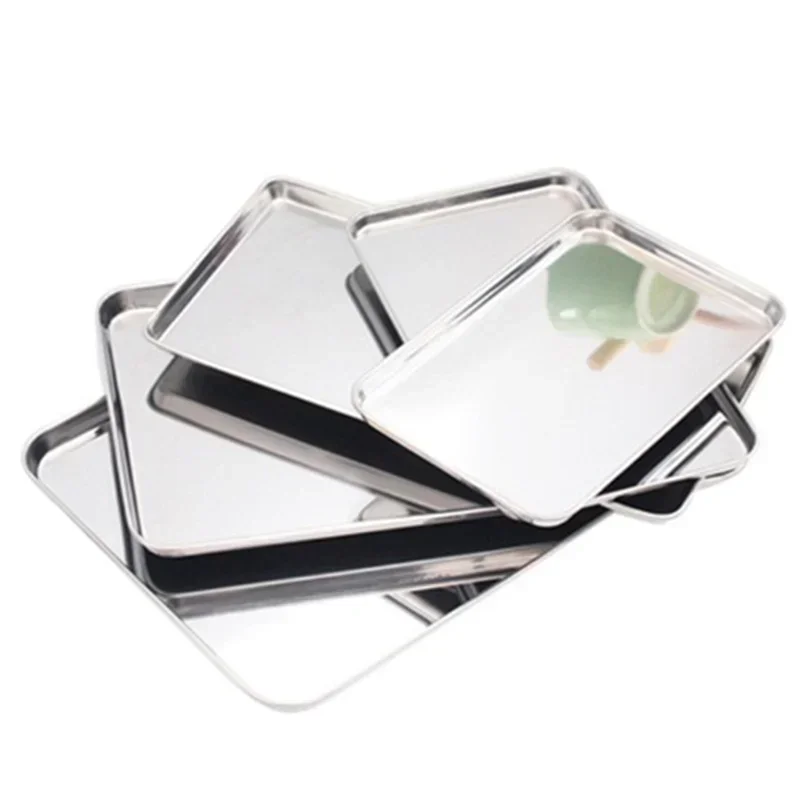 Cake Baking Pastry Storage Trays Stainless Steel Steamed Sausage Dish Rectangle Fruit Plate Restaurant Hotel Bread Loaf Pans