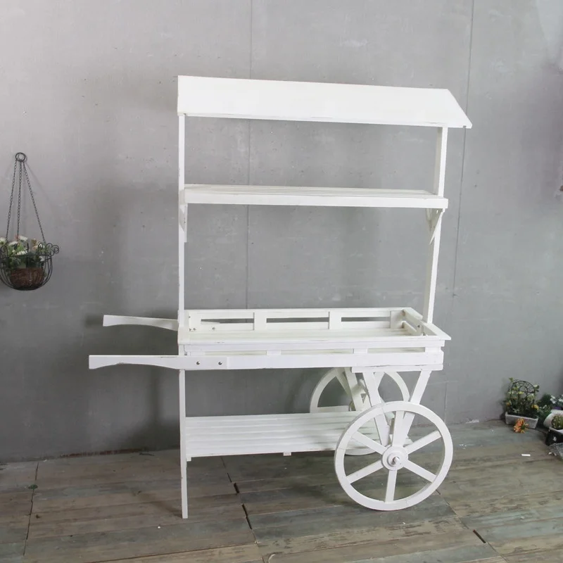 Newly Wedding Candy Cart Wooden Handle Candy Cart Display Stand