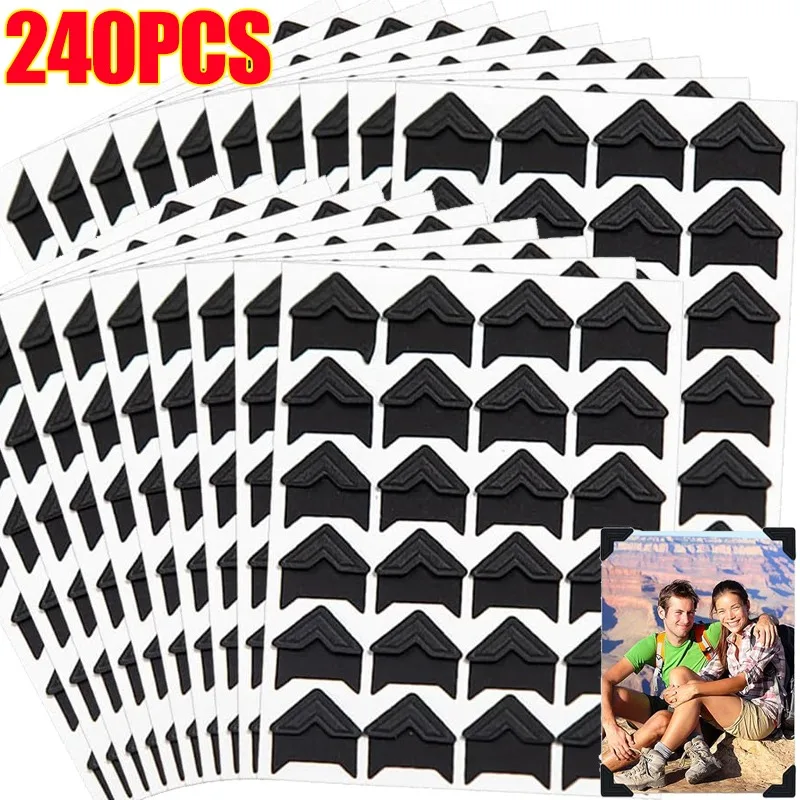 240/24PCS Photo Albums Corner Sticker Vintage Corner Kraft Paper Stickers Scrapbooking DIY Photo Albums Decoration Stickers