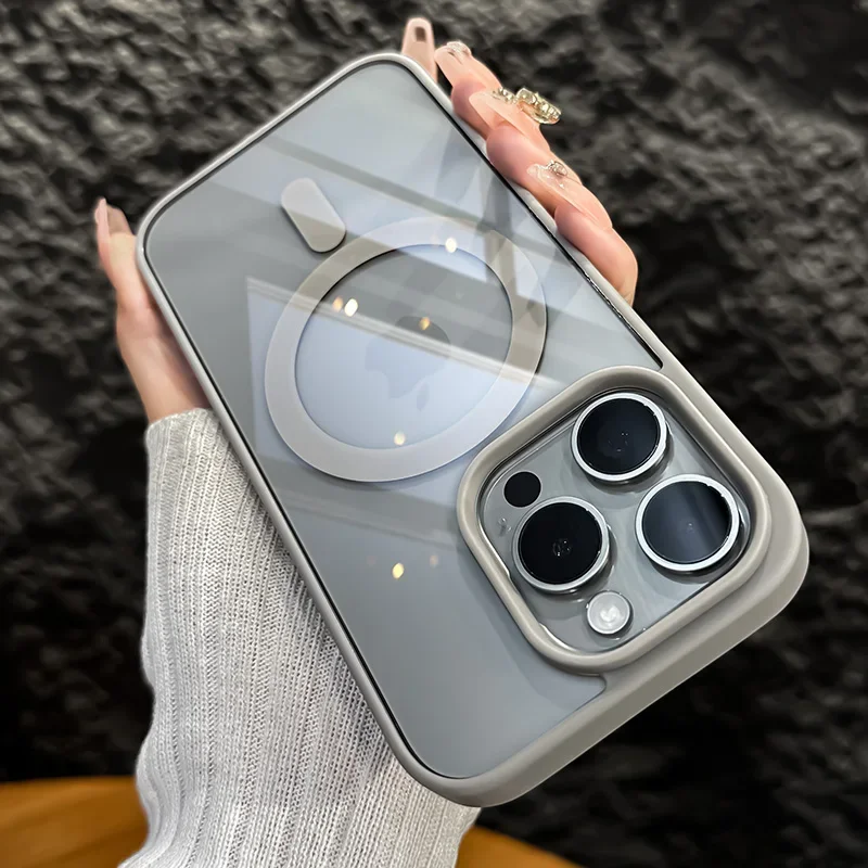 

Colorful Transparent For Magsafe Magnetic Wireless Charging Case For iPhone 15 14 12 13 11 Pro Max Mini Xs XR Hard Acrylic Cover