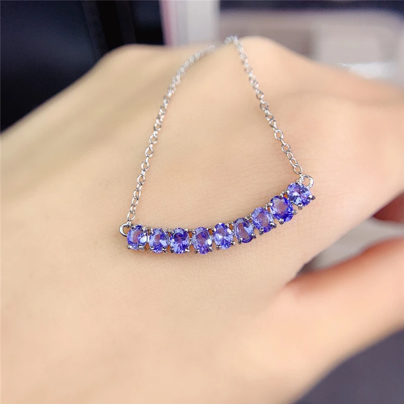 Fashion jewelry Natural blue gem necklace Proposal and engagement gifts Natural Tanzanite clavicular Chain pendant necklace