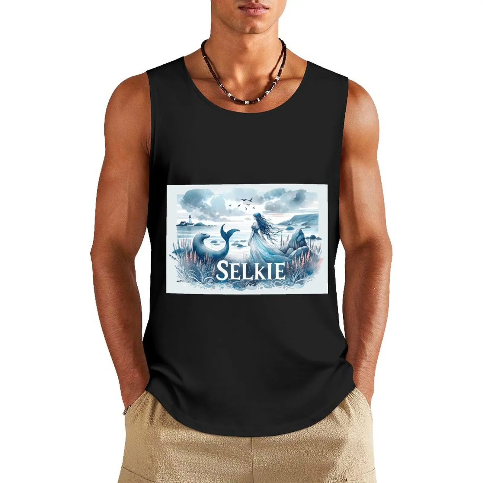 

Selkie accompanied by his double Tank Top Men's clothes quick-drying t-shirt