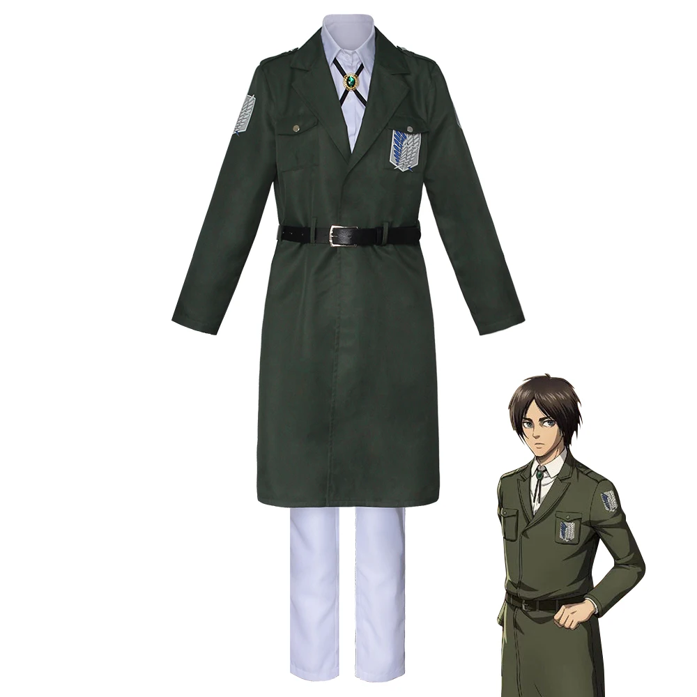 進撃の巨人-シーズン4-グリーンコート-コスプレ衣装-ミリタリーグリーンコート-調査兵団制服-メンズコスプレ衣装