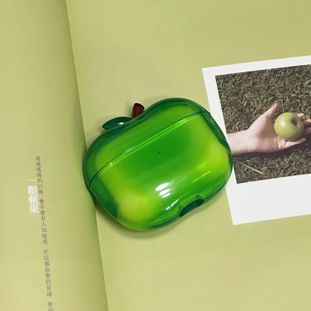 حافظة سماعة أذن شفافة على شكل أبل لأجهزة Airpods Pro 1/2/4 حافظة حماية حمراء من السيليكون هدية غطاء سماعة أذن مخصصة