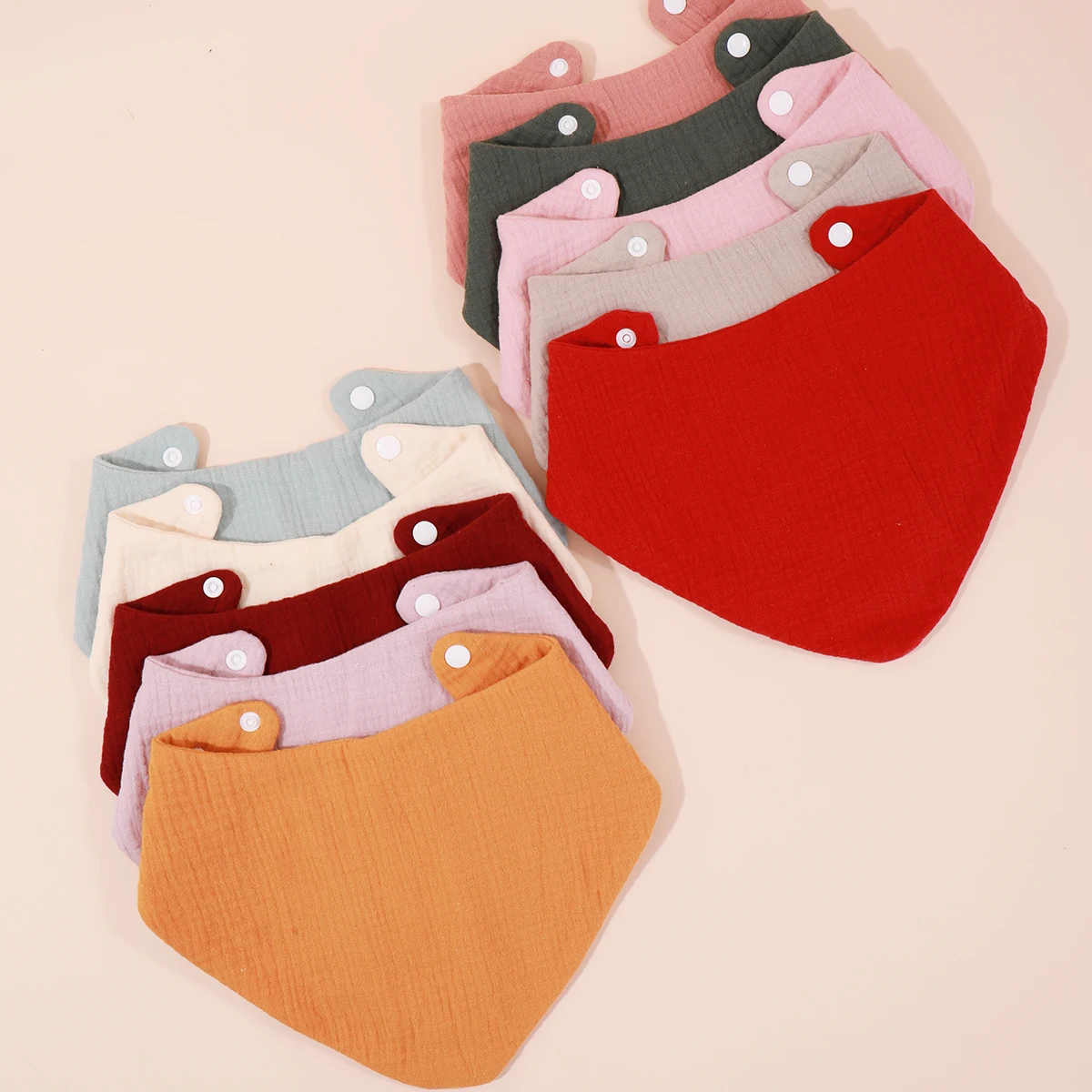 1 Stuks Crêpe Driehoek Speeksel Handdoek Baby Slabbetjes Baby Katoen Slabbetje Pasgeboren Effen Kleur Bandana Burp Doek Jongen Meisje