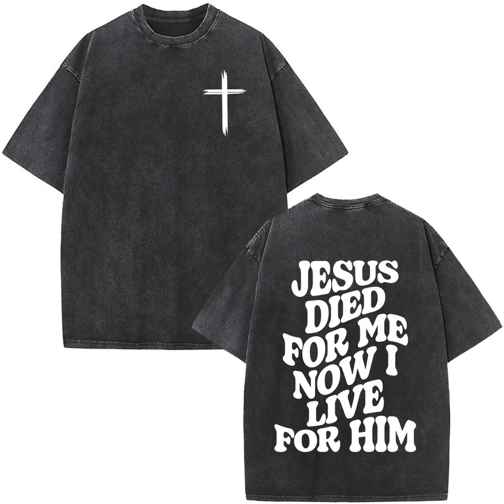 

Harajuku Cotton T-shirt Christian Jesus Faith Over Fear Bible Verse Washed T-shirts Men Women Fashion Vintage Oversized T Shirts
