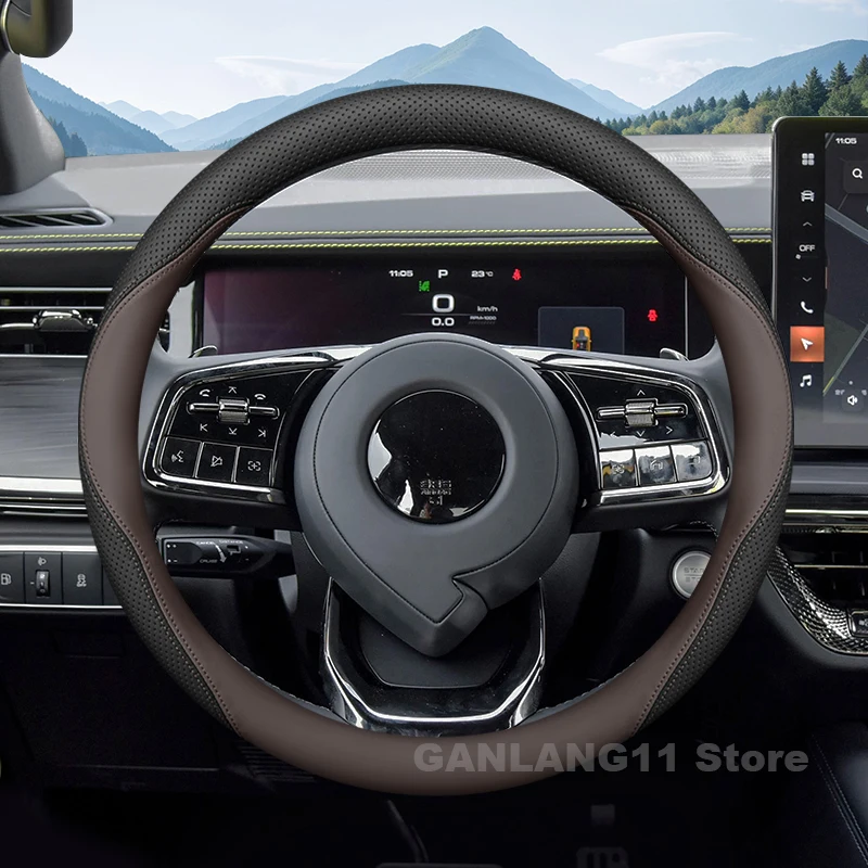 

Leather Car Steering Wheel Cover For Great Wall GWM Poer 2021-2023 2024 2025 Anti-slip Auto Steering Wheel GWM Poer Accessories