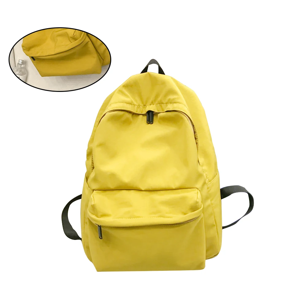 

Solid Color Large Capacity Backpack with Zipper for Men Women Students Travel Campus Use Yellow Bag Fashion Shoulder Bag