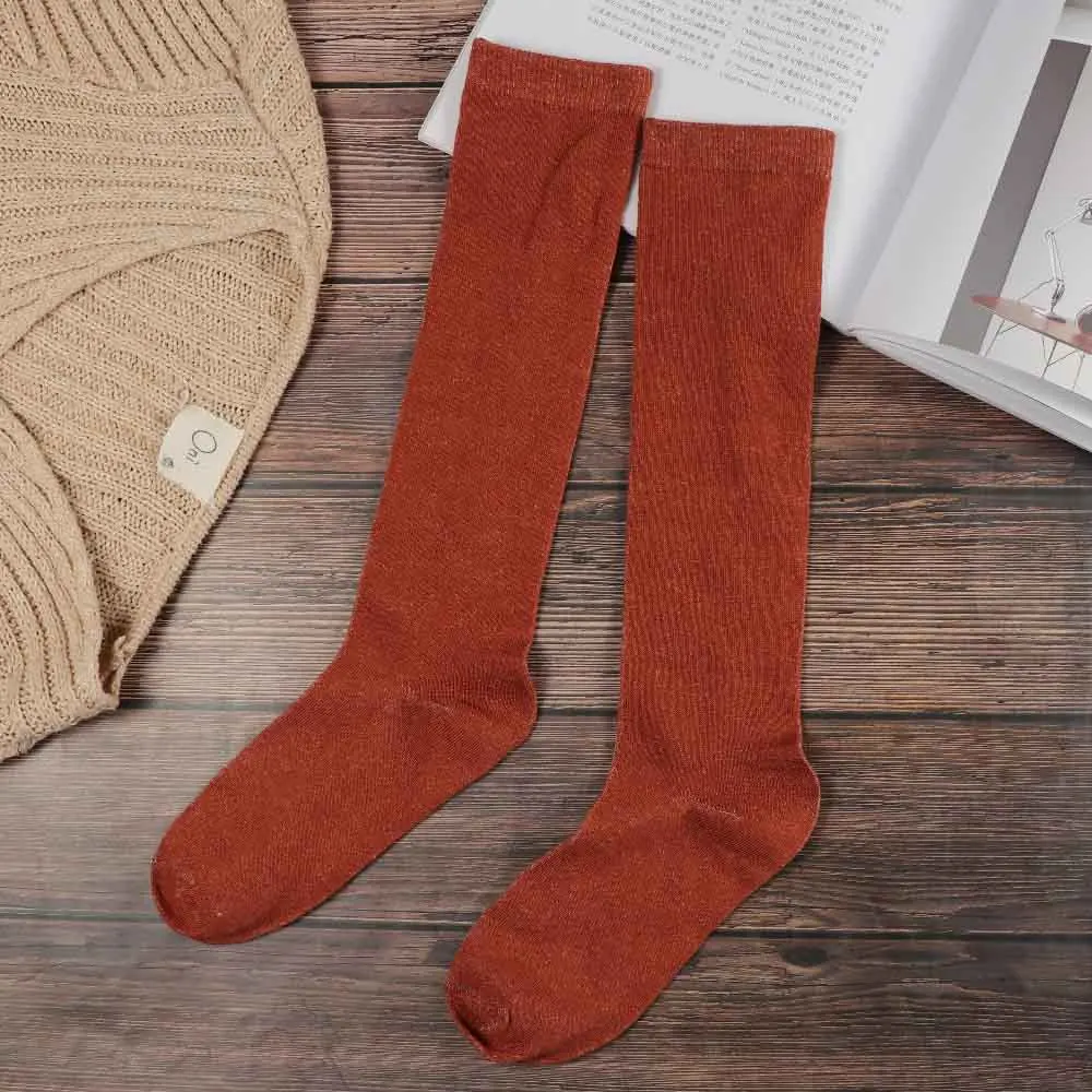 

Casual Elastic JK Student Solid color Cotton Women Stockings Calf Sock Knee High Socks Hosiery