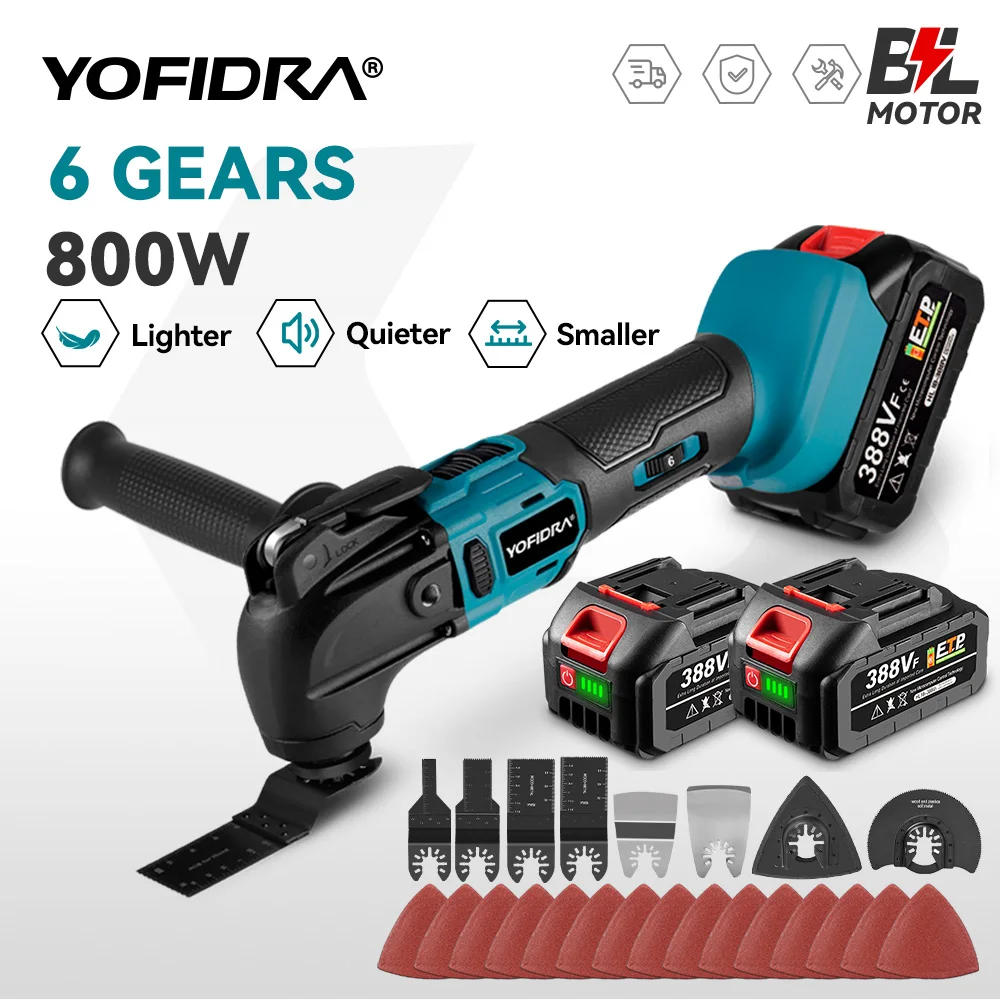 Yofidra Brushless Oscillating Multi-Tool Electric Saw Trimmer Trimming Cutting Woodworking Tool For Makita 18V Battery Pin
