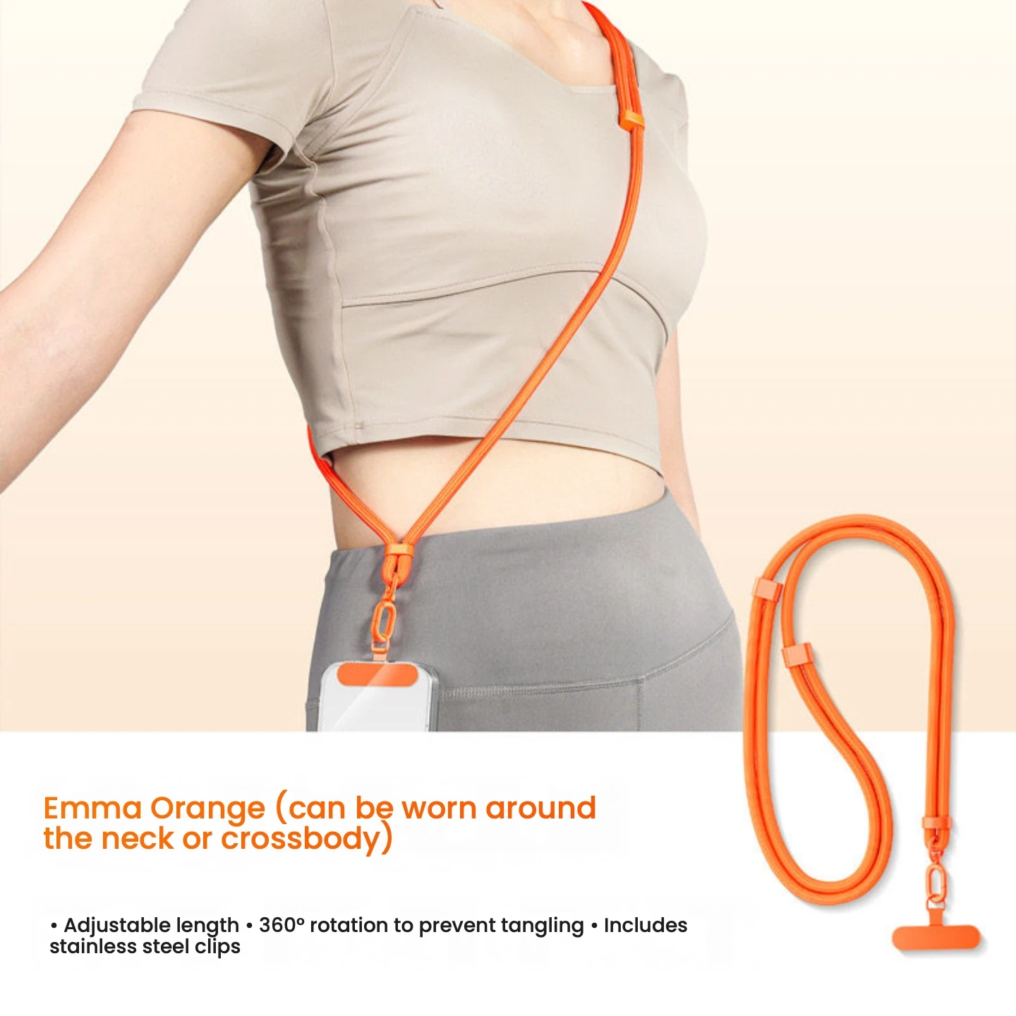 Premium 2-in-1 Outdoor-Handy-Lanyard: Verstellbarer Umhänge-/Halsgurt mit sicherem Metallanker – Anti-Verlust-Schulter-/Halskette – Detail 11