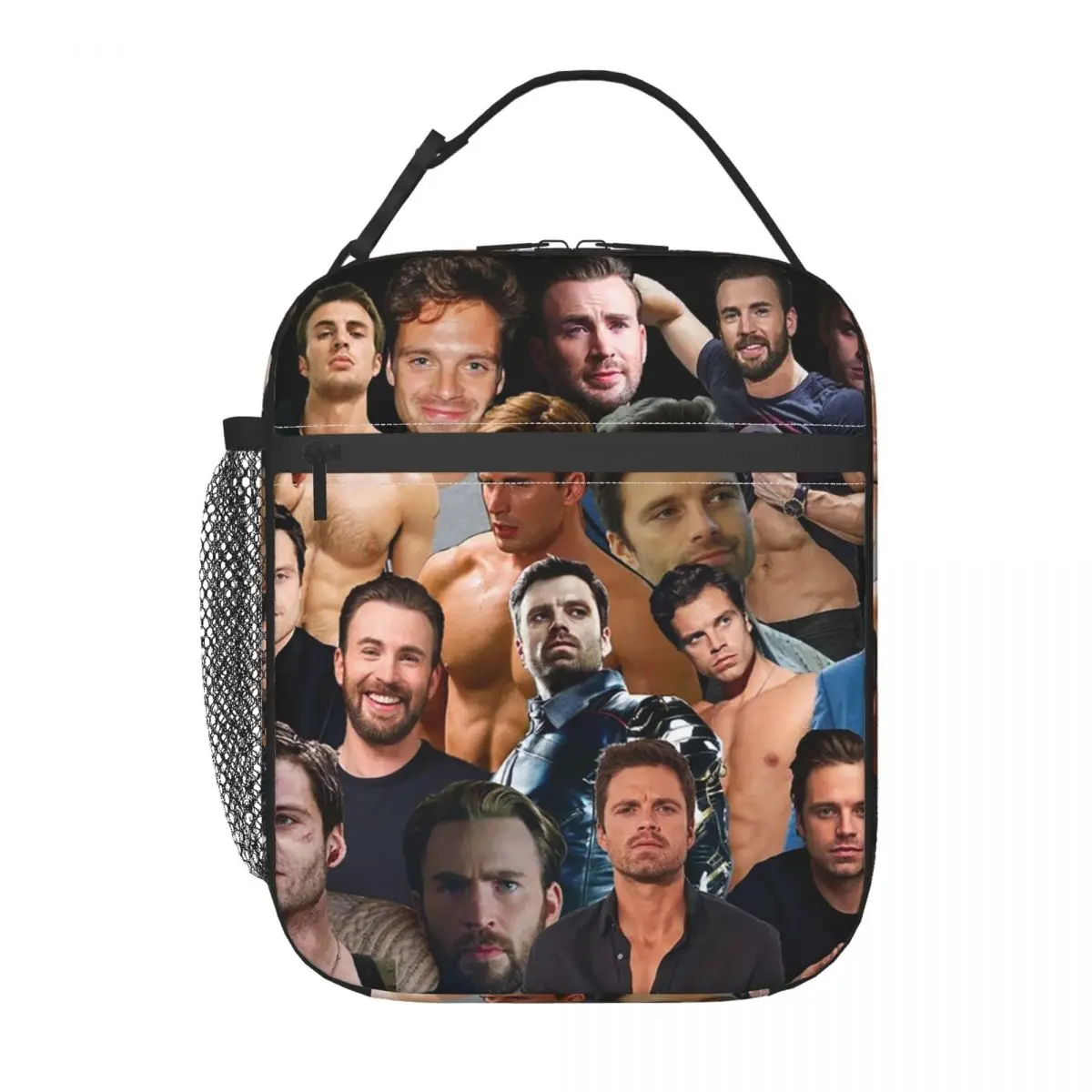 Sebastian Stan And Chris Evans Collage Insulated Lunch Bag for Women Children Portable Food Boxes Thermal Lunch Box Tote