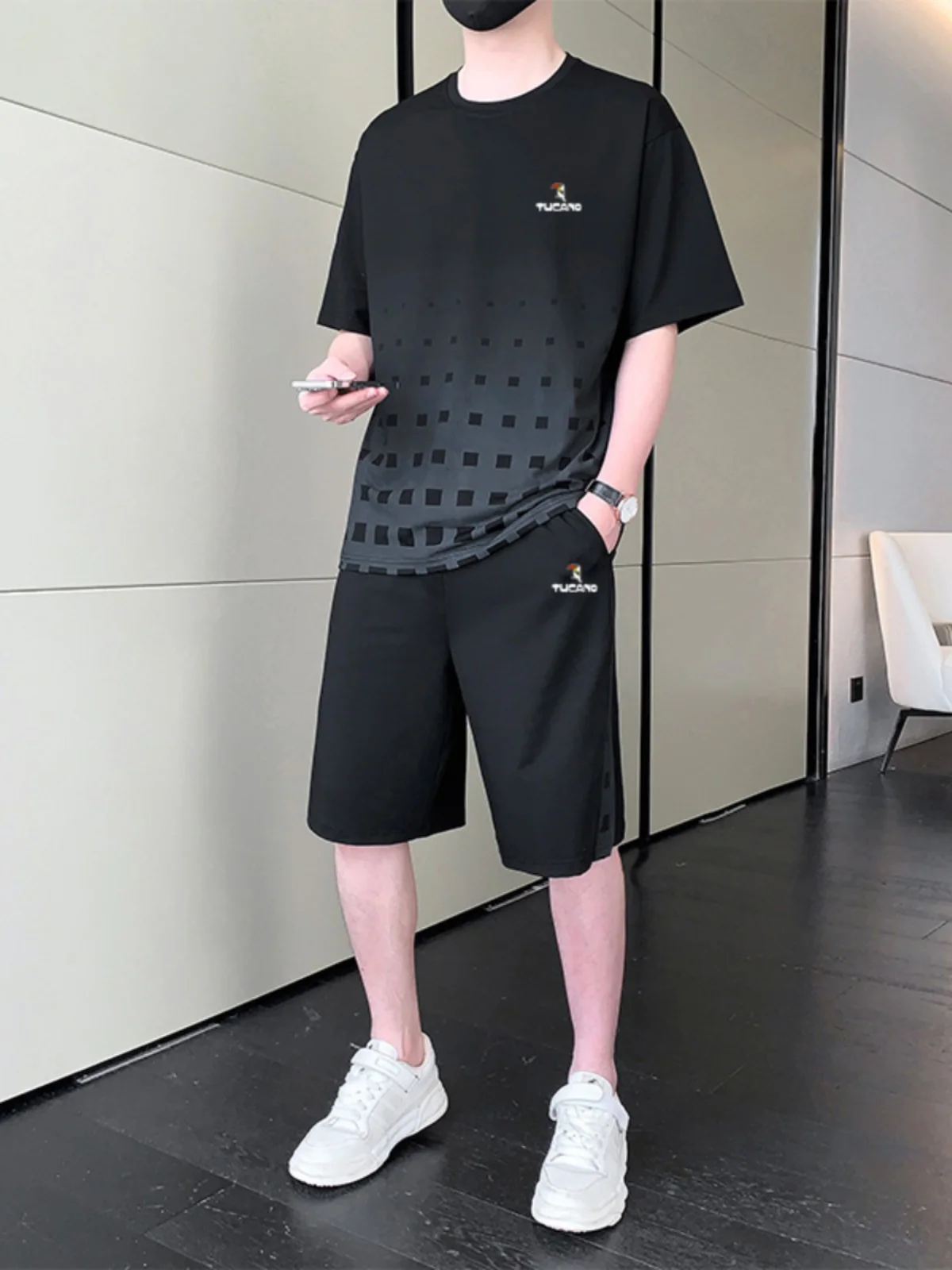 

TUCANO Ice Silk Sports Suit Men's Summer ort Sve orts Qui Dry Running Fitn Set Cool Casual Sportswear Ensemble