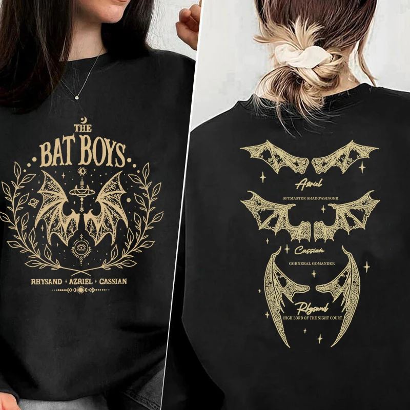 The Bat Boys Graphic Sweatshirts Vintage Acotar Bookish Hoodie The Night Court Illyrians Hooded Sweatshirt Casual Pullover Sweat