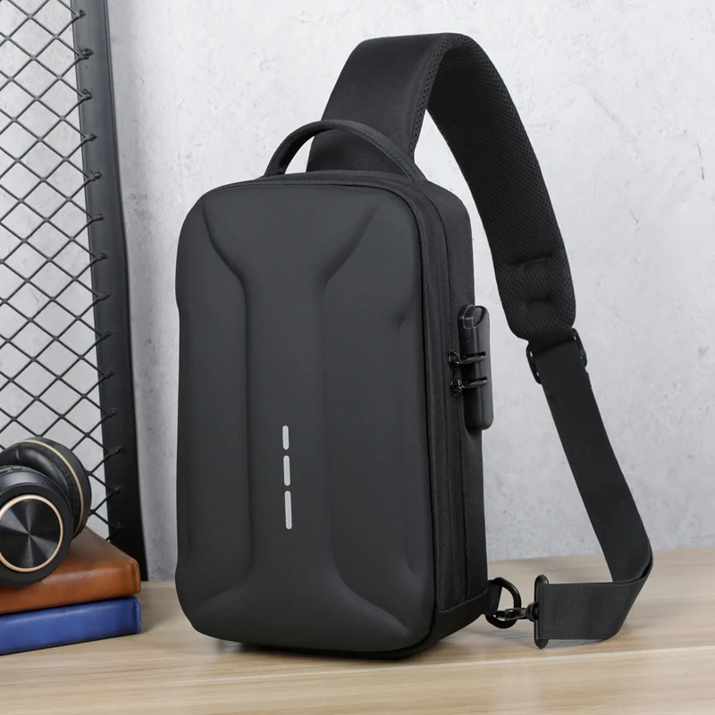 Business Crossbody Bag for Men Oxford Anti-theft Combination Lock Chest Packs Travel Storage Shoulder Bag With USB Charging Port