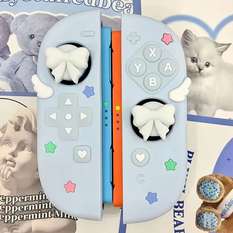 Nueva Funda Protectora Desmontable de Silicona con Diseño de Alas de Estrella y Lazos para Controles Joy-Con de Nintendo Switch 2 OLED