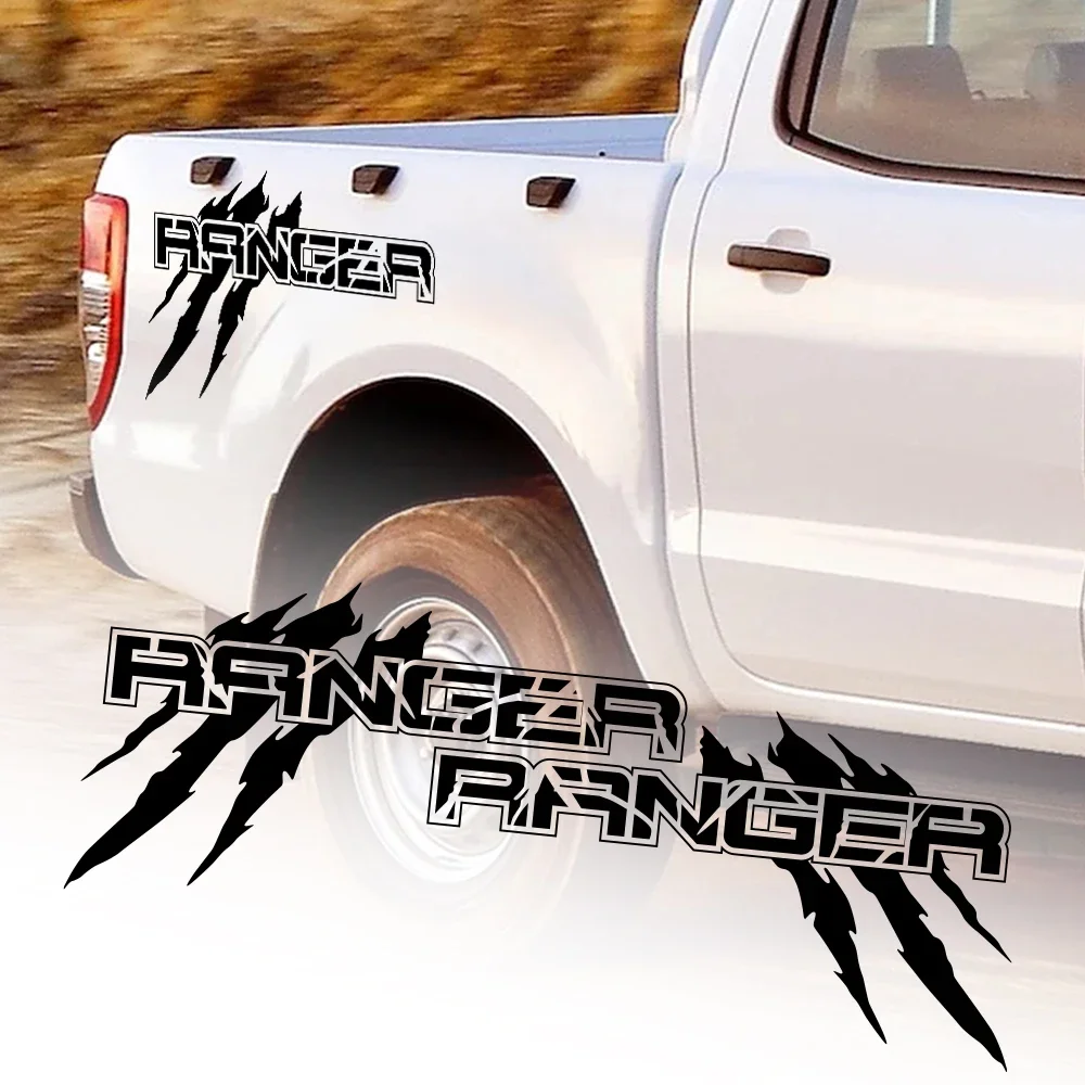 2 pegatinas laterales para carrocería de Ford Ranger Raptor XLT XL Lariat T6, decoración para la caja de la camioneta, calcomanía para tuning automotriz