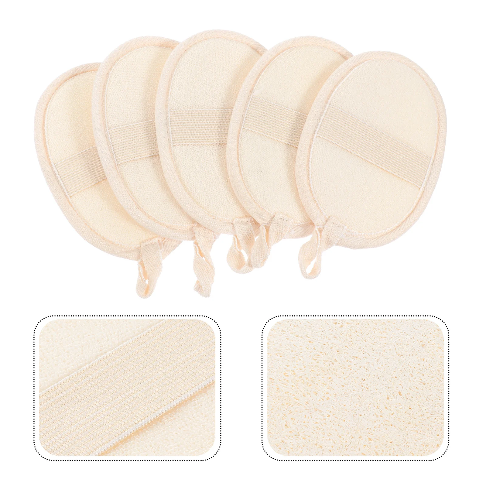 

5Pcs Non-Hand-Hurting Luffa Loofah Bath Towels Deep Cleaning Exfoliating Back Scrubber Home Shower Tools Beige