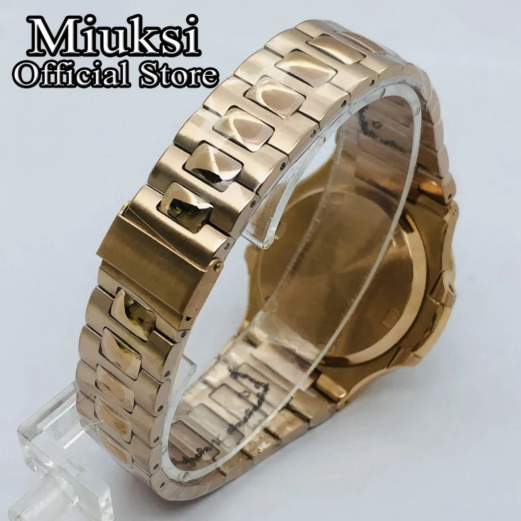 Miuksi 42mm rose gold watch case sapphire glass fit NH35 NH36 ETA2824 2836 Miyota8205 8215 PT5000 Mingzhu DG2813 3804 movement