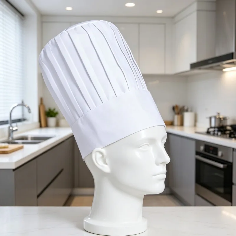 Uisex Extra High Thickened Chef Hat Hotel Chef Chef's Head Mushroom Hat Western Restaurant Rear Kitchen Elastic Work Hat