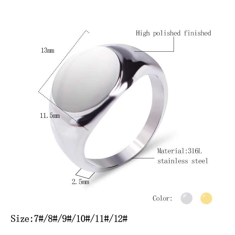 الروح الرجال خواتم للنساء الرجال كبيرة هندسية البيضاوي تصميم الذهب اللون التيتانيوم الصلب الزفاف الكلاسيكية بسيطة خواتم Signet مجوهرات
