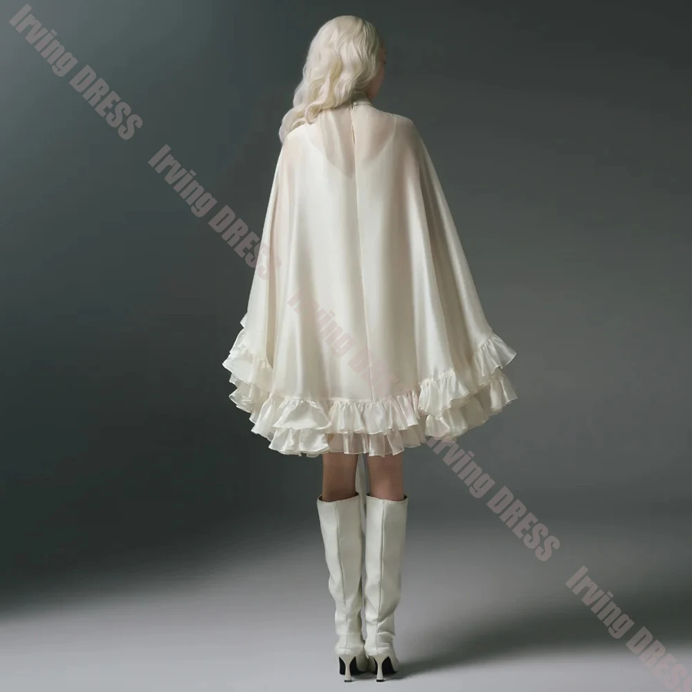 Vintage Homecoming Dress Short Customized Halter Neck with Cape A Line Ruffles for Teens Mini Cocktail Gowns Wedding Guest Dress