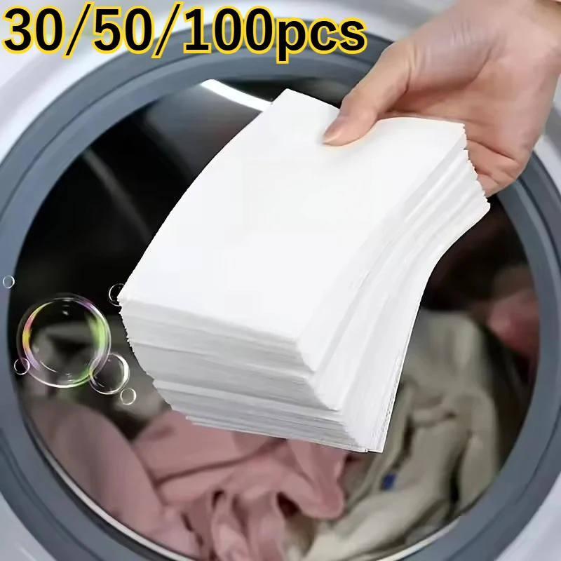 50/100PCS Laundry Color Absorbing Paper Anti-dyeing Laundry Tablets For Washing Machine Clean Clothes Color Catcher Sheets