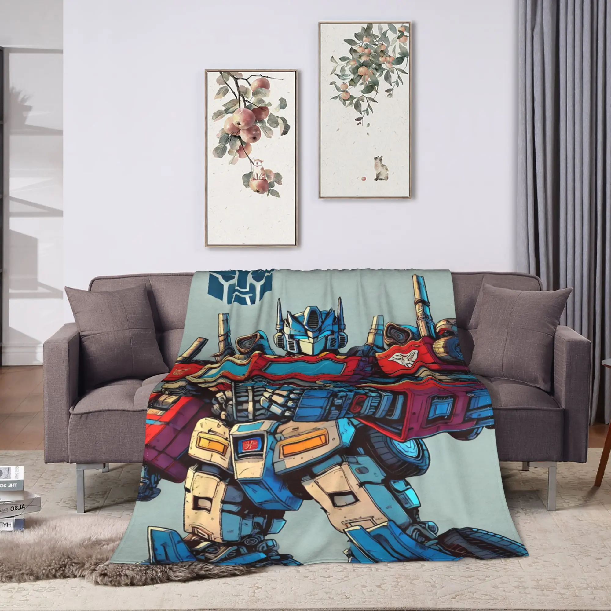 Super Soft Blanket Travel Transformered Cartoon Throw Blanket  Flannel Bedspread For Couch Chair Sofa Bed Funny Sofa Bed Cover