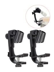 2PCS Drum Microphone Clip Adjustable Height Drum Rim Mic Clips Shockproof Drum Microphone Mount Clamp 5.12 inches