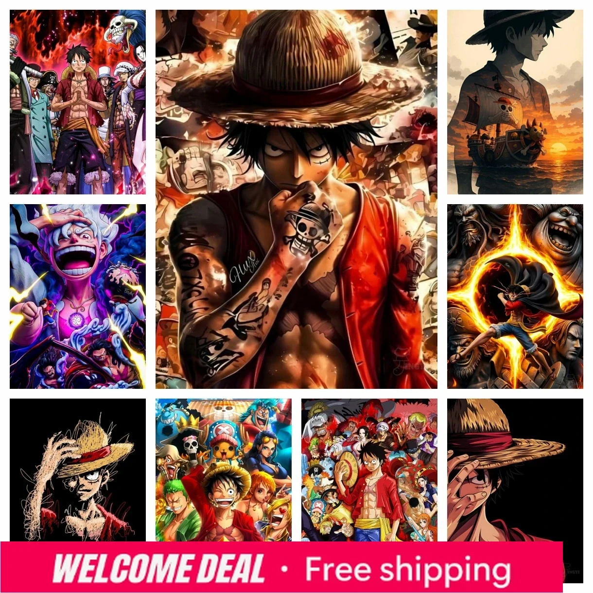 2026 One Piece 2026 New Diamond Painting Monkey D. Luffy A Reward Diamond Embroidery Roronoa Zoro Handmade DIY Mosaic Art Gif