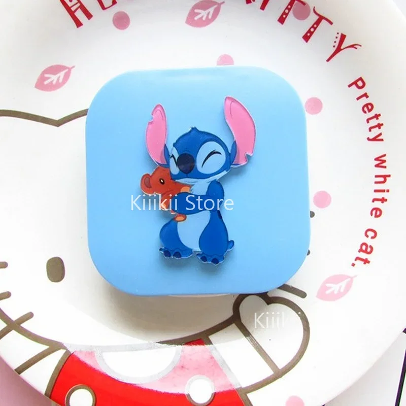 Disney Stitch Mini Contact Lens Case Travel Kit Easy Carry Mirror Lenses Box Container  Lymouko Lovely Pocket Cartoon Cute New