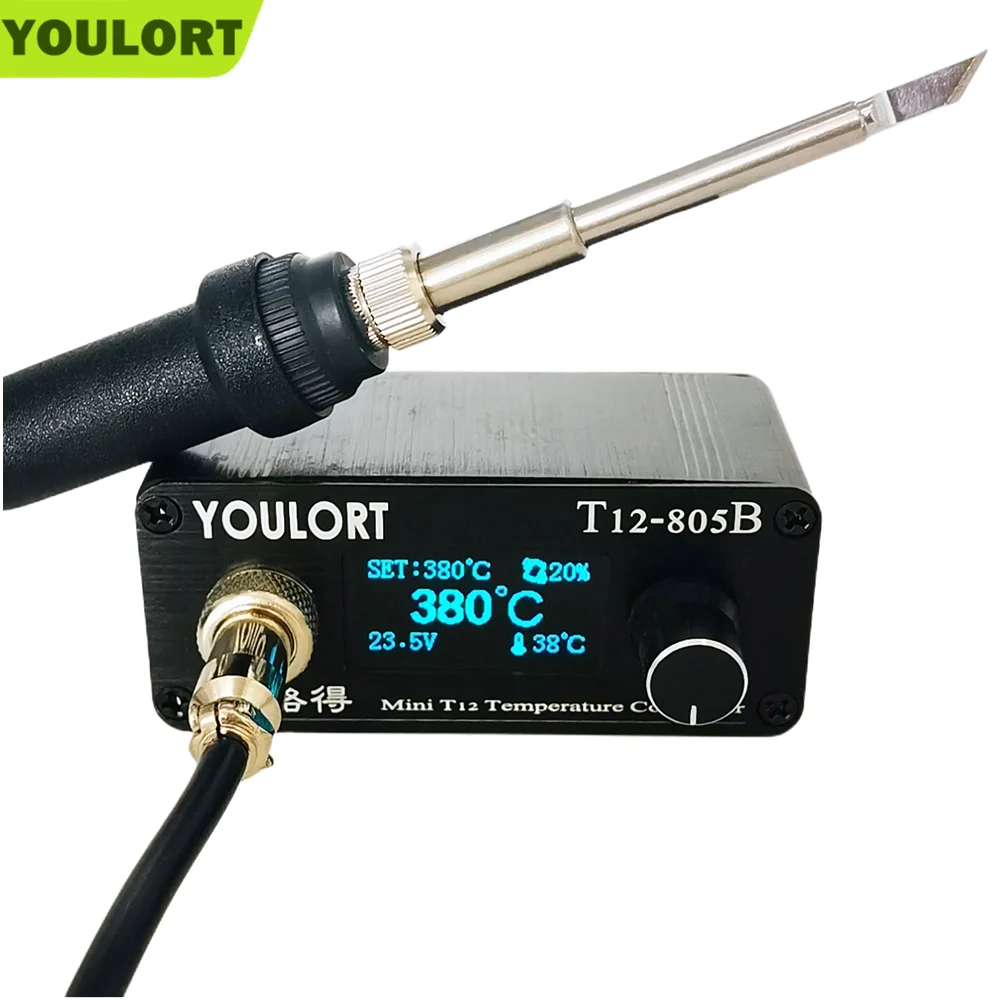 T12-805B Quick Heating Mini soldering station electronic 1.3inch Digital controller with 907 plastic handle iron tips no power