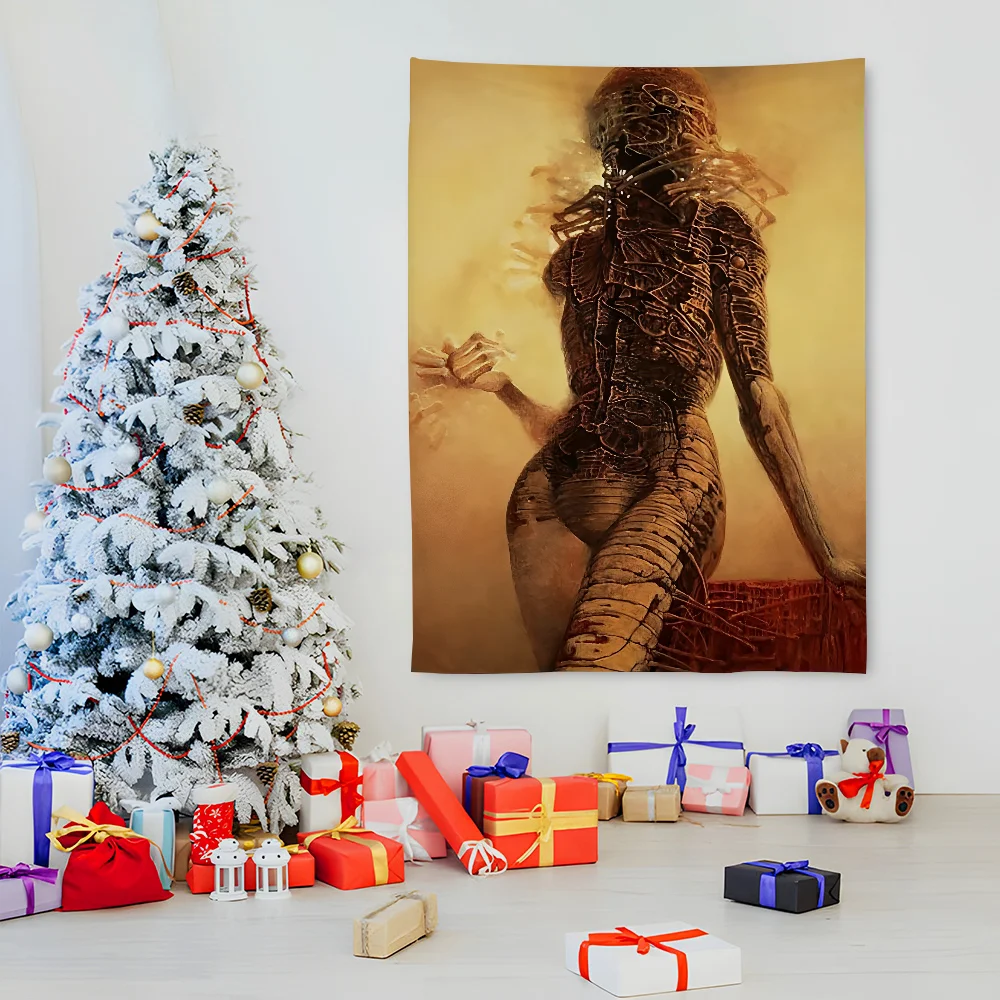 Zdzislaw B-Beksinskis الفن نسيج غرفة نوم المعيشة ديكور المنزل بار في الهواء الطلق مهرجان الجدار الشنق الديكور خلفية الفن راية