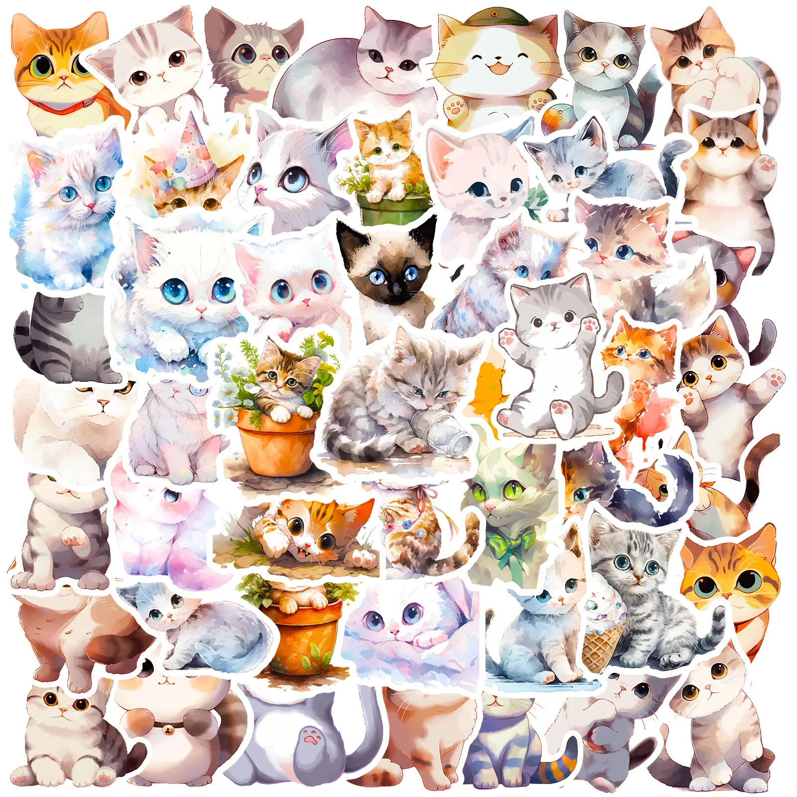 

50pcs High Appearance Level Cartoon Cute Kitten Series Graffiti Stickers Suitable For Helmet Desktop Wall Decoration DIY Sticker