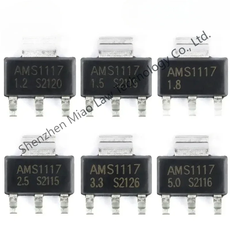 

50pcs AMS1117-3.3 AMS1117-5.0 AMS1117 3V3 AMS1117-1.2 AMS1117-1.5 AMS1117-1.8 AMS1117-2.5 AMS1117-ADJ SOT-223 Voltage Rugulator