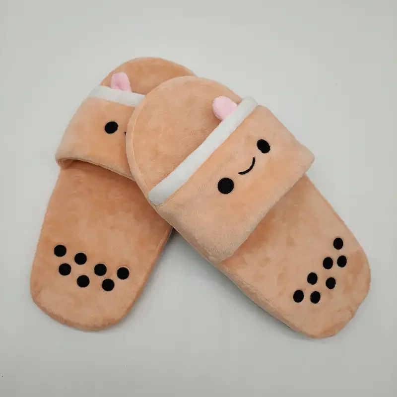 Cute Creative Cartoon Slippers Milk Tea Cup Couple Cotton Winter Indoor Warm And Comfortable Non-Slip Slip-On Slippers