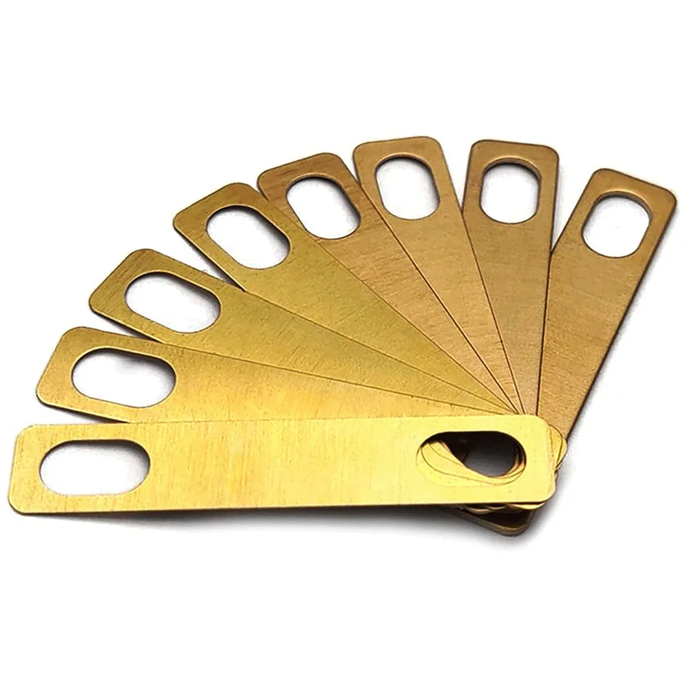 Guitar Neck Shim Set Includes Eight Brass Shims (4x 0 2mm 2x 0 5mm and 2x 1mm) for Customization on Electric Instruments