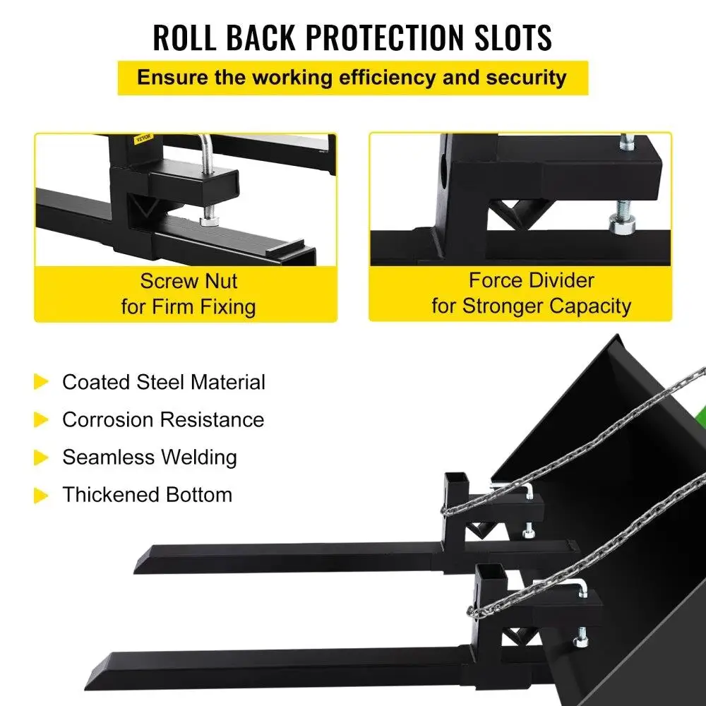 Pallet Forks 2000 Lbs Clamp On Tractor Bucket Forks 46.9