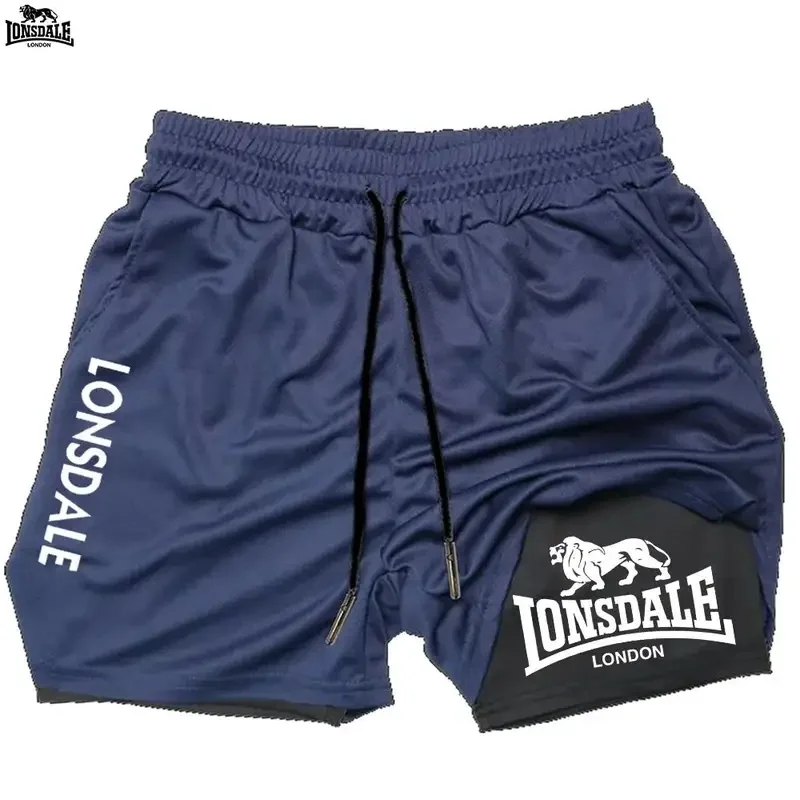 LONSDALE Men's Double Layer Two-in-One Sport Shorts Casual Quick-Drying Breathable Summer Running Clothing Short